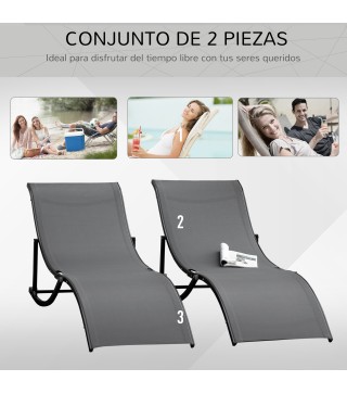 Set de 2 Tumbonas Plegables