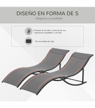Set de 2 Tumbonas Plegables