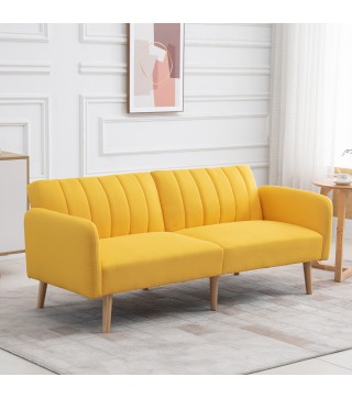 Sofá Cama de 3 Plazas Moderno 173x75x73 cm Sofá Cama Plegable Tapizado en Lino Sintético con Respaldo Ajustable en 3 Niv