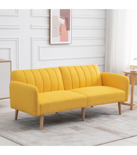 Sofá Cama de 3 Plazas Moderno 173x75x73 cm Sofá Cama Plegable Tapizado en Lino Sintético con Respaldo Ajustable en 3 Niv