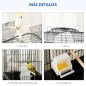 Jaula para Pájaros con Soporte Jaula de Aves Canarios con 4 Ruedas Techo Abrible 2 Comederos 3 Perchas Bandeja Extraíble y Estan