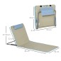 Set de 2 Esterillas de Playa Plegables 124x53x35-45 cm con Respaldo Ajustable 5 Niveles y Reposacabezas Esteras de Playa Portáti