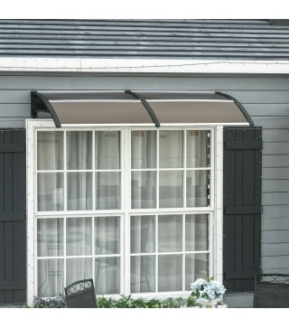 Marquesinas Exterior para Puertas y Ventanas 200x96 cm con Regleta de Aleación de Aluminio PP Policarbonato Marrón