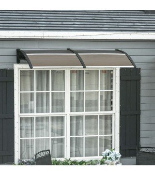 Marquesinas Exterior para Puertas y Ventanas 200x96 cm con Regleta de Aleación de Aluminio PP Policarbonato Marrón