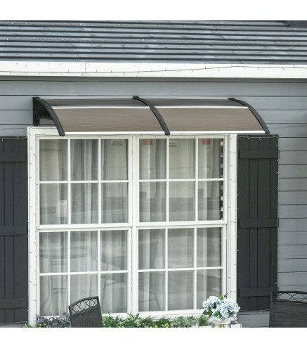 Marquesinas Exterior para Puertas y Ventanas 200x96 cm con Regleta de Aleación de Aluminio PP Policarbonato Marrón