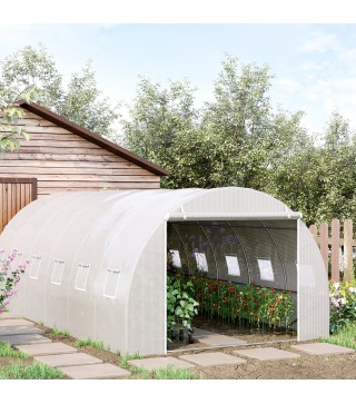 Invernadero de Túnel 6x3x2 m Invernadero de Jardín con Puerta Enrollable 12 Ventanas Cubierta de PE 140 g/m² y Metal Galvanizado