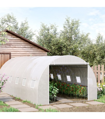 Invernadero de Túnel 6x3x2 m Invernadero de Jardín con Puerta Enrollable 12 Ventanas Cubierta de PE 140 g/m² y Metal Galvanizado