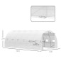 Invernadero de Túnel 6x3x2 m Invernadero de Jardín con Puerta Enrollable 12 Ventanas Cubierta de PE 140 g/m² y Metal Galvanizado