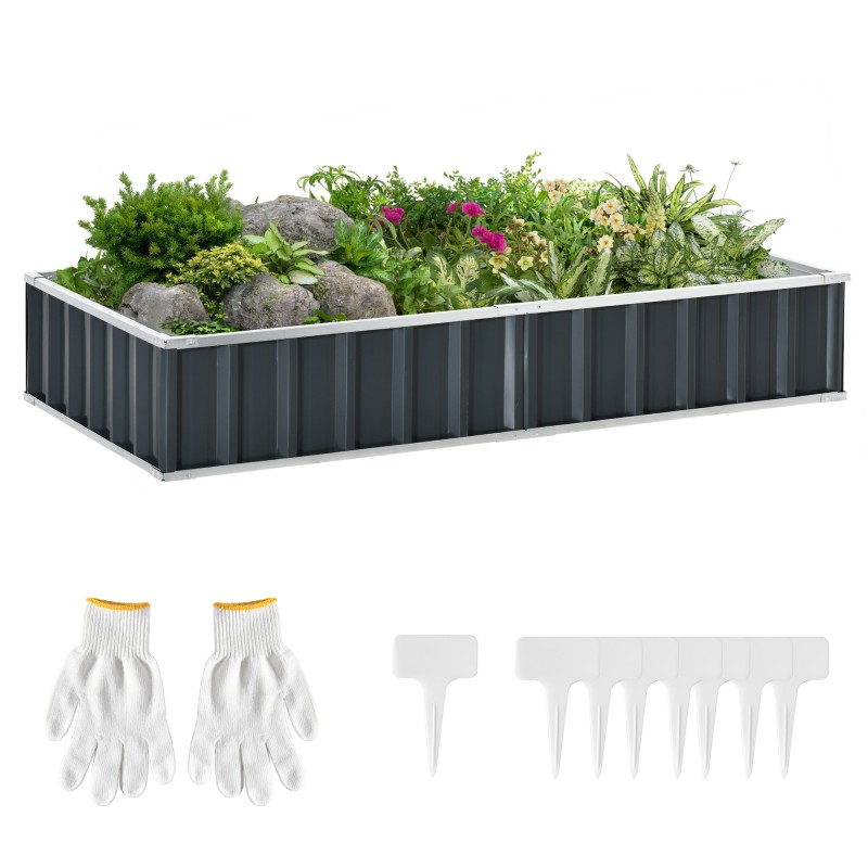 Huerto Urbano Arriate de Jardín de Acero Incluye Guantes Jardinera Exterior Rectangular para Cultivos Plantas Flores para Terraz