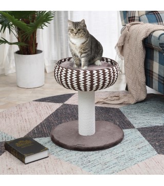 Árbol Rascador para Gatos Pequeño Altura 52 cm Torre Escalador de Gato con Cama Redonda Cojín de Felpa Suave y Poste Ras
