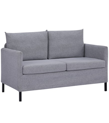 Sofá de 2 Plazas Tapizado en Lino Sintético con Cojines Acolchados Desenfundables Reposabrazos 130x67x76,5 cm Gris