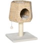 Árbol Rascador para Gatos Pequeño Altura 66 cm Torre Escalador de Gato con Cueva de Juncos Cama Superior Cojines Poste Rascador