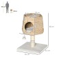 Árbol Rascador para Gatos Pequeño Altura 66 cm Torre Escalador de Gato con Cueva de Juncos Cama Superior Cojines Poste Rascador