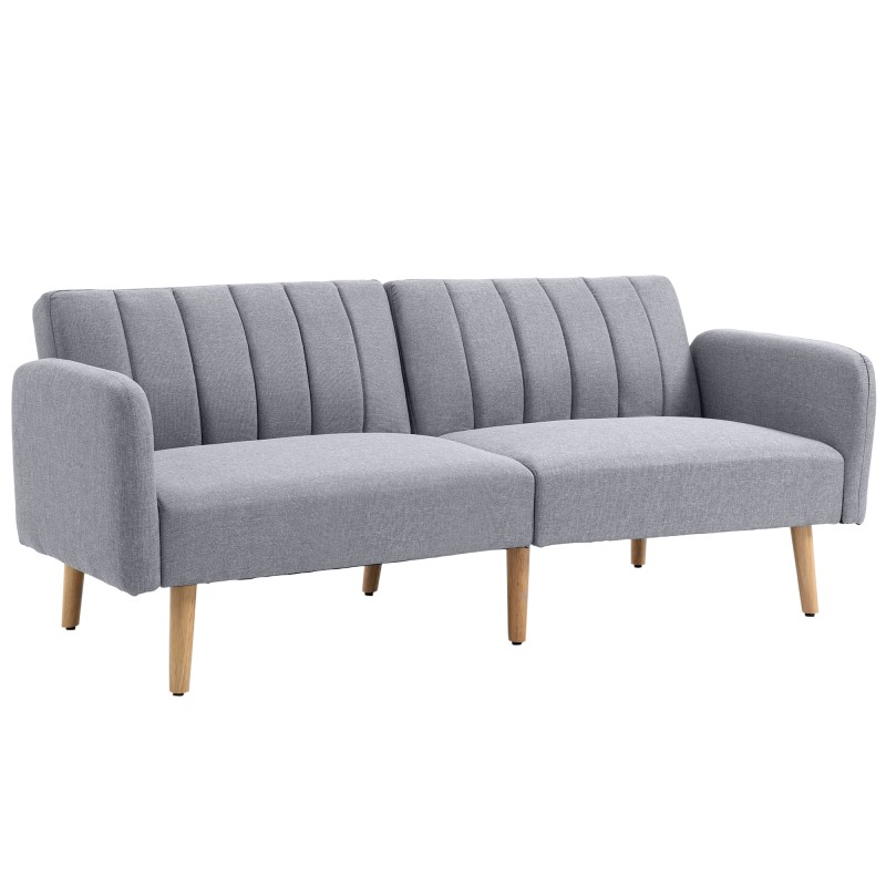 Sofá Cama de 3 Plazas Moderno 173x75x73 cm Sofá Cama Plegable Tapizado en Lino Sintético con Respaldo Ajustable en 3 Niveles y R