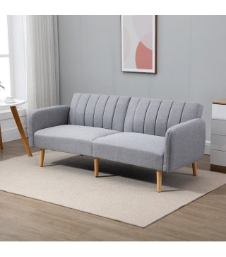 Sofá Cama de 3 Plazas Moderno 173x75x73 cm Sofá Cama Plegable Tapizado en Lino Sintético con Respaldo Ajustable en 3 Niv