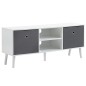 Mueble de TV para Televisores de hasta 50" con 2 Cajones de Tela y Estantes Abiertos110x29x46,5 cm Blanco y Gris