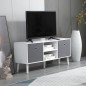 Mueble de TV para Televisores de hasta 50" con 2 Cajones de Tela y Estantes Abiertos110x29x46,5 cm Blanco y Gris