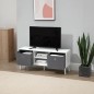 Mueble de TV para Televisores de hasta 50" con 2 Cajones de Tela y Estantes Abiertos110x29x46,5 cm Blanco y Gris