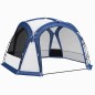 Carpa Portátil de Camping para 6-8 Personas con 4 Mosquiteros Gancho y Bolsa Anti-UV 350x350x230 cm Blanco y Azul