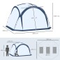 Carpa Portátil de Camping para 6-8 Personas con 4 Mosquiteros Gancho y Bolsa Anti-UV 350x350x230 cm Blanco y Azul