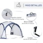 Carpa Portátil de Camping para 6-8 Personas con 4 Mosquiteros Gancho y Bolsa Anti-UV 350x350x230 cm Blanco y Azul