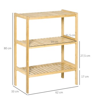 Estantería de Bambú de 3 Niveles