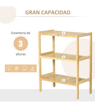 Estantería de Bambú de 3 Niveles