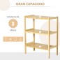 Estantería de Bambú de 3 Niveles Estantería de Pie Moderno Estante de Almacenamiento para Baño Cocina Salón Dormitorio A