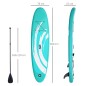 Tabla de Paddle Surf Hinchable 300x76x15 cm Tabla de Stand Up Paddling Inflable con Remo Ajustable Aletas Cubierta Antideslizant