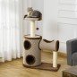 Árbol Rascador para Gatos Mediano Altura 104 cm Torre Escalador de Gato con Barril Rascador Cama Superior Túnel Postes de Sisal