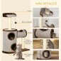 Árbol Rascador para Gatos Mediano Altura 104 cm Torre Escalador de Gato con Barril Rascador Cama Superior Túnel Postes de Sisal
