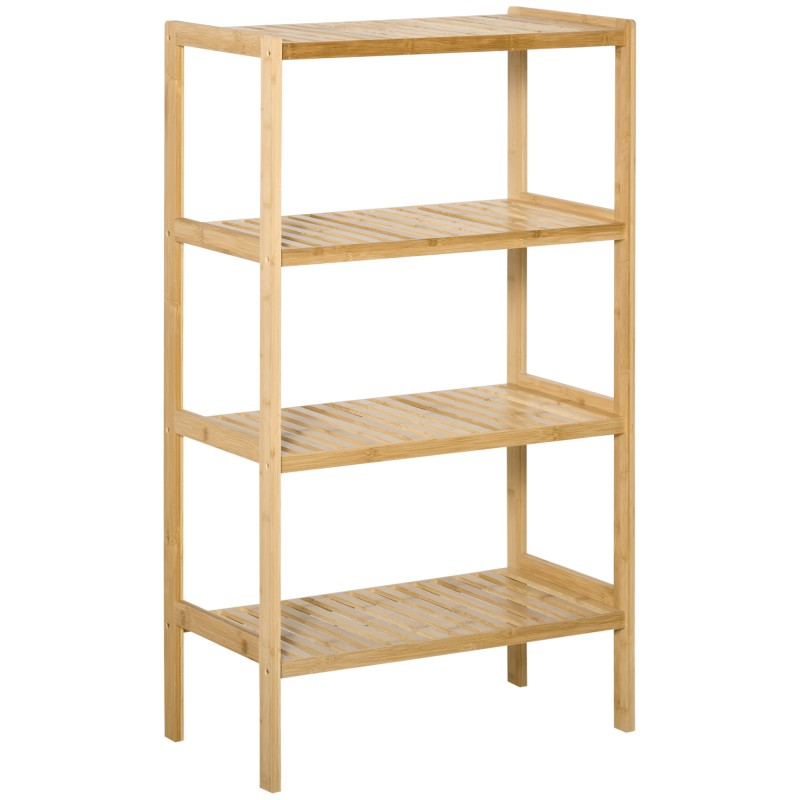 Estantería Librería de Bambú Mueble Organizador Multifuncional de 4 Niveles con Antivuelco 62x33x112 cm Natural Estantería Librería de Bambú Mueble Organizador Multifuncional de 4 Niveles con Antivuelco 62x33x112 cm Natural
