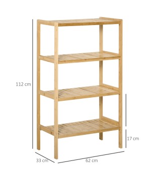 Estantería de Bambú de 4 Niveles