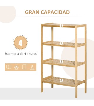Estantería de Bambú de 4 Niveles