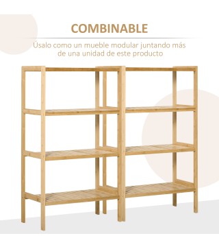 Estantería de Bambú de 4 Niveles
