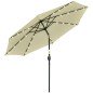 Sombrilla Terraza Exterior, Ø265 cm, Sombrilla de Jardín con 32 Luces LED Solares, Poste de Acero y Manivela de Parasol Inclinab