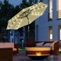 Sombrilla Terraza Exterior, Ø265 cm, Sombrilla de Jardín con 32 Luces LED Solares, Poste de Acero y Manivela de Parasol Inclinab