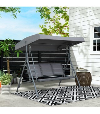 Columpio de Jardín Exterior de 3 Plazas con Toldo Reclinable, Balancín de Jardín Exterior con Respaldo Transpirable y Marco de A