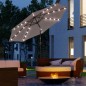 Sombrilla Terraza Exterior, Ø265 cm, Sombrilla de Jardín con 32 Luces LED Solares, Poste de Acero y Manivela de Parasol Inclinab