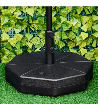 Base de Sombrilla Rellenable de Agua 28 kg o Arena 40 kg Soporte de Parasol Octagonal Apto para Postes de 38mm 48 mm para Jardín