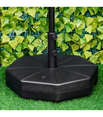 Base de Sombrilla Rellenable de Agua 28 kg o Arena 40 kg Soporte de Parasol Octagonal Apto para Postes de 38mm 48 mm para Jardín