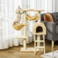 Árbol Rascador para Gatos Altura 98 cm Torre Escalador con Cueva Cesta Hamaca Escalera Plataformas y Postes Rascadores de Sisal
