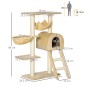 Árbol Rascador para Gatos Altura 98 cm Torre Escalador con Cueva Cesta Hamaca Escalera Plataformas y Postes Rascadores de Sisal