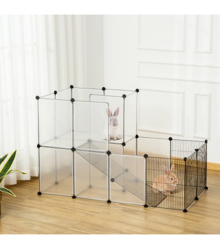 Jaula para Animales Pequeños Parque para Mascotas con 27 Paneles y Forma Personalizable para Cobayas Conejos Chinchillas 140x70x