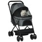 Carrito para Perros Plegable con Mango Reversible Ventana de Malla Cesta de Almacenamiento 76,5x52x95 cm Gris