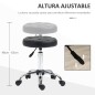 Taburete Giratorio con Ruedas Regulable en Altura de 48-63 cm Taburete de Trabajo Tapizado en Cuero PU para Peluquería Cosmética