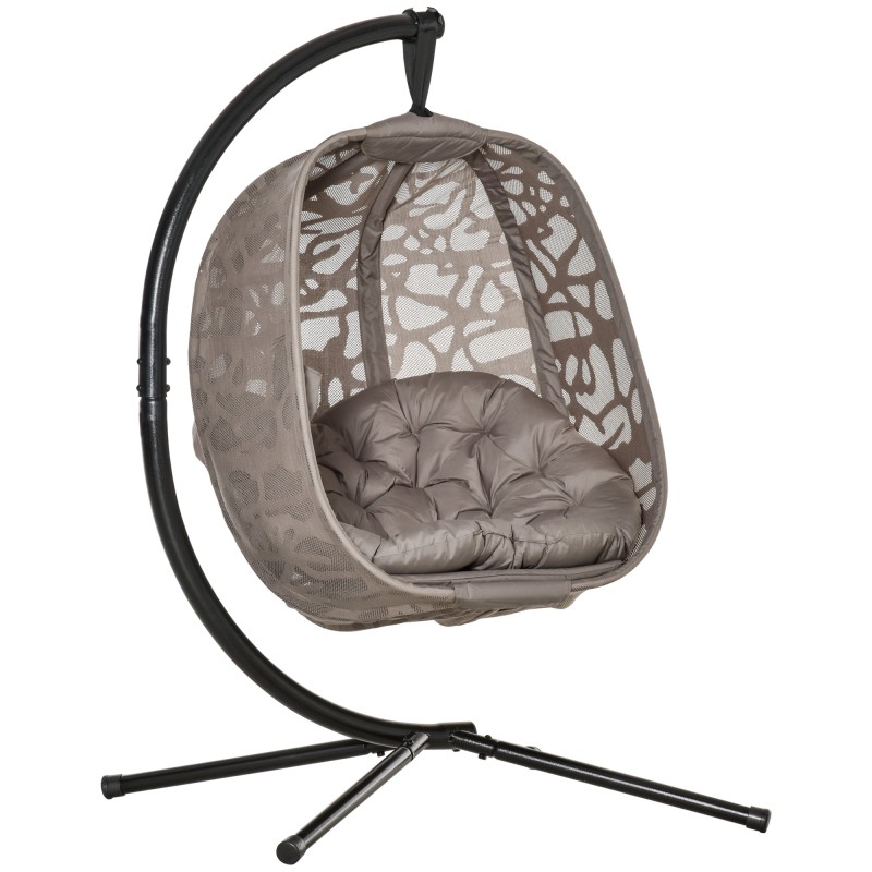 Silla Colgante con Soporte de Acero Sillón Colgante Hamaca con Cesta Plegable y Cojines para Interiores y Exterior Carga 120 kg