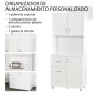 Armario de Cocina Moderno Aparador de Comedor con 3 Cajones 3 Puertas y Estantes Ajustables 80x39,5x183,5 cm Blanco