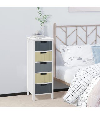 Cómoda de Madera con 5 Cajones Cajonera Auxiliar de Almacenaje con Patas Elevadas Estilo Moderno para Dormitorio Salón Baño 35x2