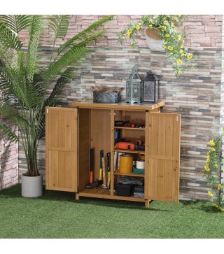 Armario de Jardín 0,24 m² 75x40x90 cm con 4 Estantes y Techo de Galvanizado para Almacenamiento de Herramientas Natural